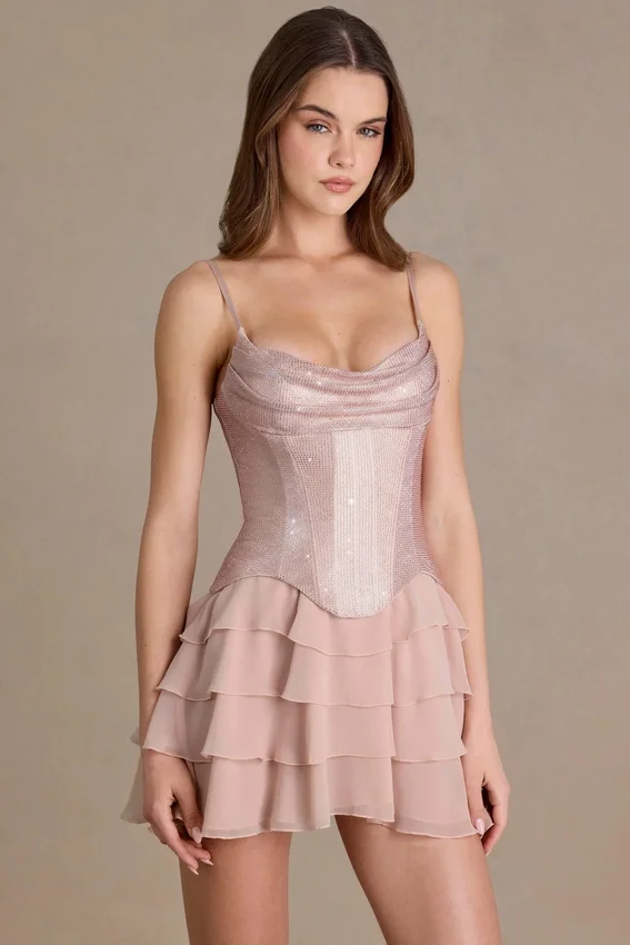 Isidora Premium Embellished Corset Miniklänning i beige guld Isidora Premium Embellished Corset Miniklänning i beige guld