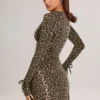Iskra Modal långärmad miniklänning i leopardmönster Iskra Modal långärmad miniklänning i leopardmönster