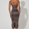 Ismay midilång bodycon-klänning med lager på lager och halterneck i leopardmönster Ismay midilång bodycon-klänning med lager på lager och halterneck i leopardmönster