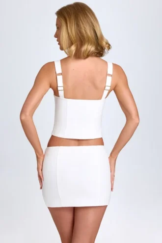 Issa Curved Low-Rise Mini Kjol i vitt Issa Curved Low-Rise Mini Kjol i vitt