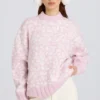 Jacquardstickad oversized-tröja i rosa Jacquardstickad oversized-tröja i rosa
