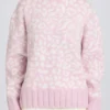 Jacquardstickad oversized-tröja i rosa Jacquardstickad oversized-tröja i rosa