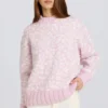 Jacquardstickad oversized-tröja i rosa Jacquardstickad oversized-tröja i rosa