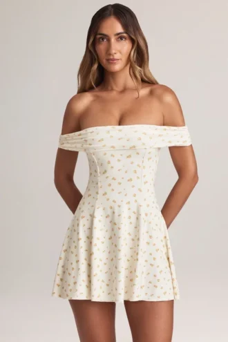 Jaida Modal A-linje miniklänning med blommönster och bar axlar