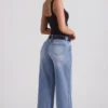 Jeylan lågmidjade jeans med vida ben i vintage-tvätt Jeylan lågmidjade jeans med vida ben i vintage-tvätt