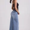 Jeylan lågmidjade jeans med vida ben i vintage-tvätt Jeylan lågmidjade jeans med vida ben i vintage-tvätt