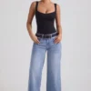 Jeylan lågmidjade jeans med vida ben i vintage-tvätt Jeylan lågmidjade jeans med vida ben i vintage-tvätt