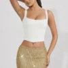 Jianna Embellished Low-Rise Mini Kjolar i guld Jianna Embellished Low-Rise Mini Kjolar i guld