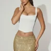 Jianna Embellished Low-Rise Mini Kjolar i guld Jianna Embellished Low-Rise Mini Kjolar i guld