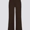 Joggingbyxor med vid ben i ribbad stickning i pecan Joggingbyxor med vid ben i ribbad stickning i pecan