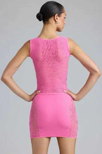 Joni Embellished Mid-Rise Mini Kjolar i Bubblegum Pink Joni Embellished Mid-Rise Mini Kjolar i Bubblegum Pink