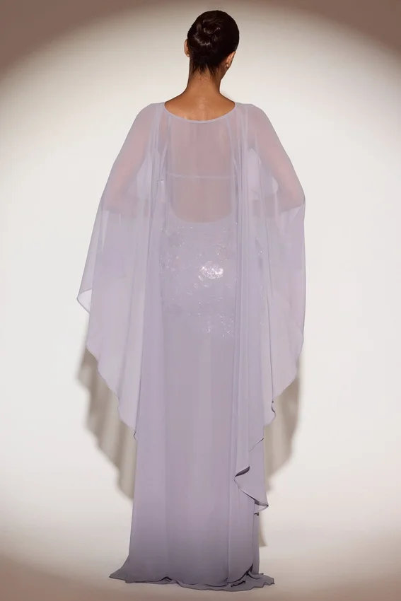 Jovelle genomskinlig draperad cape i chiffong i lila Jovelle genomskinlig draperad cape i chiffong i lila