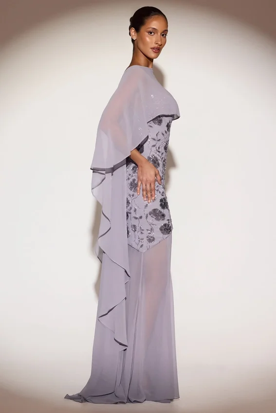 Jovelle genomskinlig draperad cape i chiffong i lila Jovelle genomskinlig draperad cape i chiffong i lila