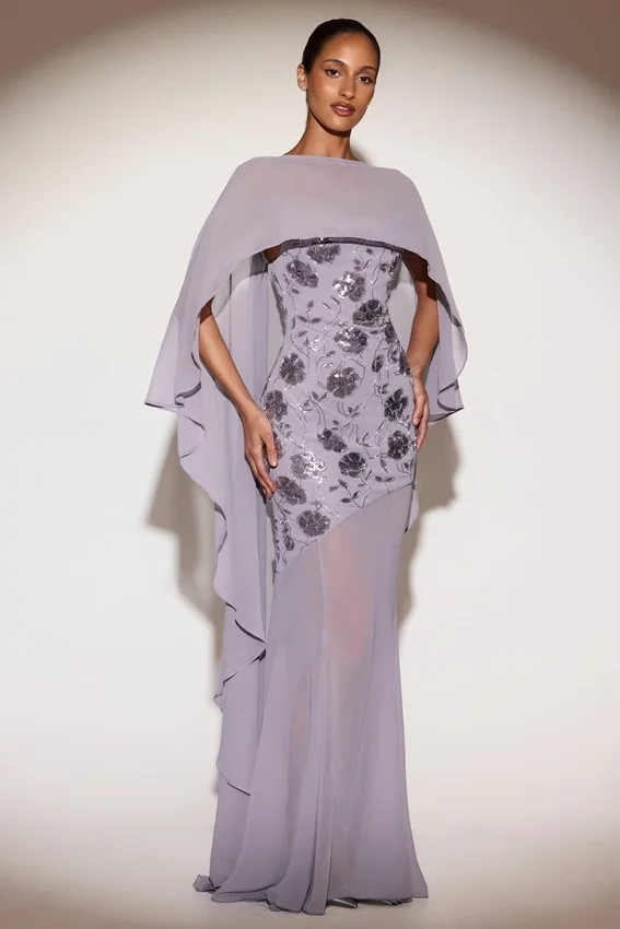 Jovelle genomskinlig draperad cape i chiffong i lila Jovelle genomskinlig draperad cape i chiffong i lila