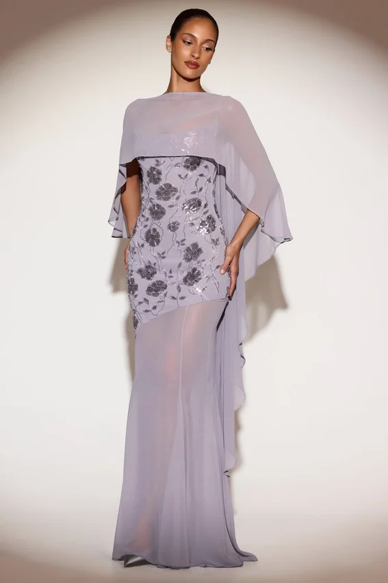 Jovelle genomskinlig draperad cape i chiffong i lila Jovelle genomskinlig draperad cape i chiffong i lila