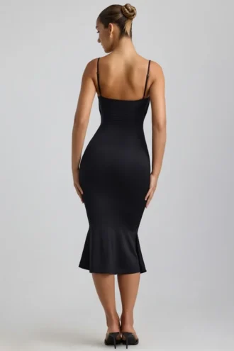 Julane Slinky Jersey Ruched Cut-Out Midaxi-klänning i svart
