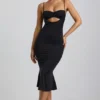 Julane Slinky Jersey Ruched Cut-Out Midaxi-klänning i svart Julane Slinky Jersey Ruched Cut-Out Midaxi-klänning i svart