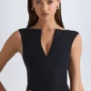 Kadie V-ringad strukturerad crop top i svart Kadie V-ringad strukturerad crop top i svart