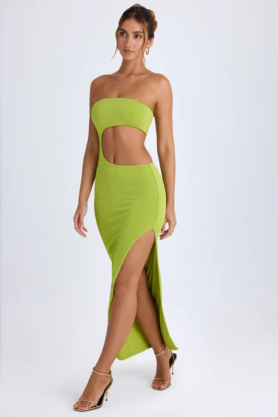 Kaikoa Cut-Out Bandeau Maxiklänning i pärongrönt Kaikoa Cut-Out Bandeau Maxiklänning i pärongrönt