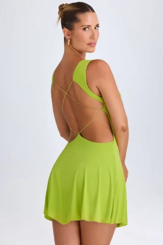 Kalista Plunge Cut-Out Miniklänning i limegrön