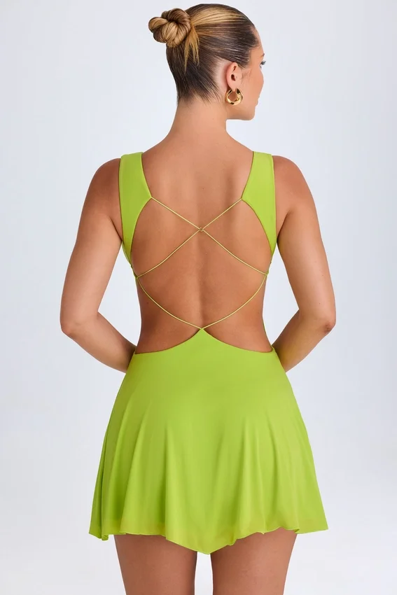 Kalista Plunge Cut-Out Miniklänning i limegrön Kalista Plunge Cut-Out Miniklänning i limegrön