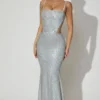 Katalia Embellished Cut-Out Gown i silver Katalia Embellished Cut-Out Gown i silver