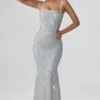Katalia Embellished Cut-Out Gown i silver Katalia Embellished Cut-Out Gown i silver