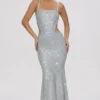 Katalia Embellished Cut-Out Gown i silver Katalia Embellished Cut-Out Gown i silver