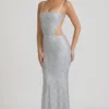 Katalia Embellished Cut-Out Gown i silver Katalia Embellished Cut-Out Gown i silver