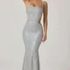 Katalia Embellished Cut-Out Gown i silver Katalia Embellished Cut-Out Gown i silver