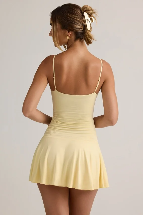Kelbie Modal Ruched A-Line Miniklänning i Buttercream Yellow Kelbie Modal Ruched A-Line Miniklänning i Buttercream Yellow