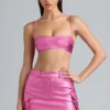 Kennedy Metallic Denim Cropped Bralette i Deep Pink Kennedy Metallic Denim Cropped Bralette i Deep Pink