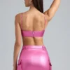 Kennedy Metallic Denim Cropped Bralette i Deep Pink Kennedy Metallic Denim Cropped Bralette i Deep Pink