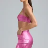 Kennedy Metallic Denim Cropped Bralette i Deep Pink Kennedy Metallic Denim Cropped Bralette i Deep Pink
