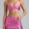 Kennedy Metallic Denim Cropped Bralette i Deep Pink Kennedy Metallic Denim Cropped Bralette i Deep Pink