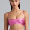 Kennedy Metallic Denim Cropped Bralette i Deep Pink Kennedy Metallic Denim Cropped Bralette i Deep Pink