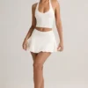 Keoni Modal Low-Rise Ruched Mini Skort i vitt Keoni Modal Low-Rise Ruched Mini Skort i vitt