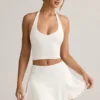 Keoni Modal Low-Rise Ruched Mini Skort i vitt Keoni Modal Low-Rise Ruched Mini Skort i vitt