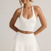 Keoni Modal Low-Rise Ruched Mini Skort i vitt Keoni Modal Low-Rise Ruched Mini Skort i vitt