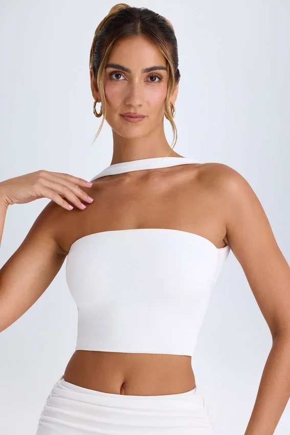 Khai bandeau-top med chokerdetalj i vitt Khai bandeau-top med chokerdetalj i vitt