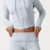 Mini-shorts i ribbad jersey med blå ränder Mini-shorts i ribbad jersey med blå ränder