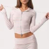 Ribbade minishorts i rosa randigt jersey Ribbade minishorts i rosa randigt jersey