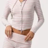 Ribbade minishorts i rosa randigt jersey Ribbade minishorts i rosa randigt jersey
