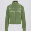 Kort sweatshirt i frotté med dragkedja i grönt Kort sweatshirt i frotté med dragkedja i grönt