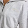 Kort sweatshirt med kvartslång dragkedja i gråmelerat Kort sweatshirt med kvartslång dragkedja i gråmelerat