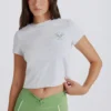 Kort T-shirt med tryck i gråmelerat Kort T-shirt med tryck i gråmelerat