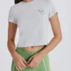 Kort T-shirt med tryck i gråmelerat Kort T-shirt med tryck i gråmelerat