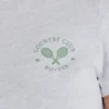 Kort T-shirt med tryck i gråmelerat Kort T-shirt med tryck i gråmelerat