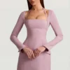 Ksenia strukturerad A-linje miniklänning med nålstreck i mauve Ksenia strukturerad A-linje miniklänning med nålstreck i mauve