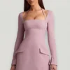 Ksenia strukturerad A-linje miniklänning med nålstreck i mauve Ksenia strukturerad A-linje miniklänning med nålstreck i mauve